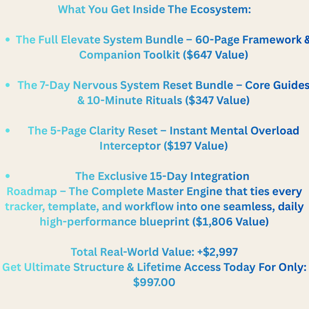 FOR THOSE READY TO INVEST IN YOUR PEACE:                            The All-Access Mastery Suite™ Every tool, every ritual, and the 15-Day Roadmap—all in one definitive suit.