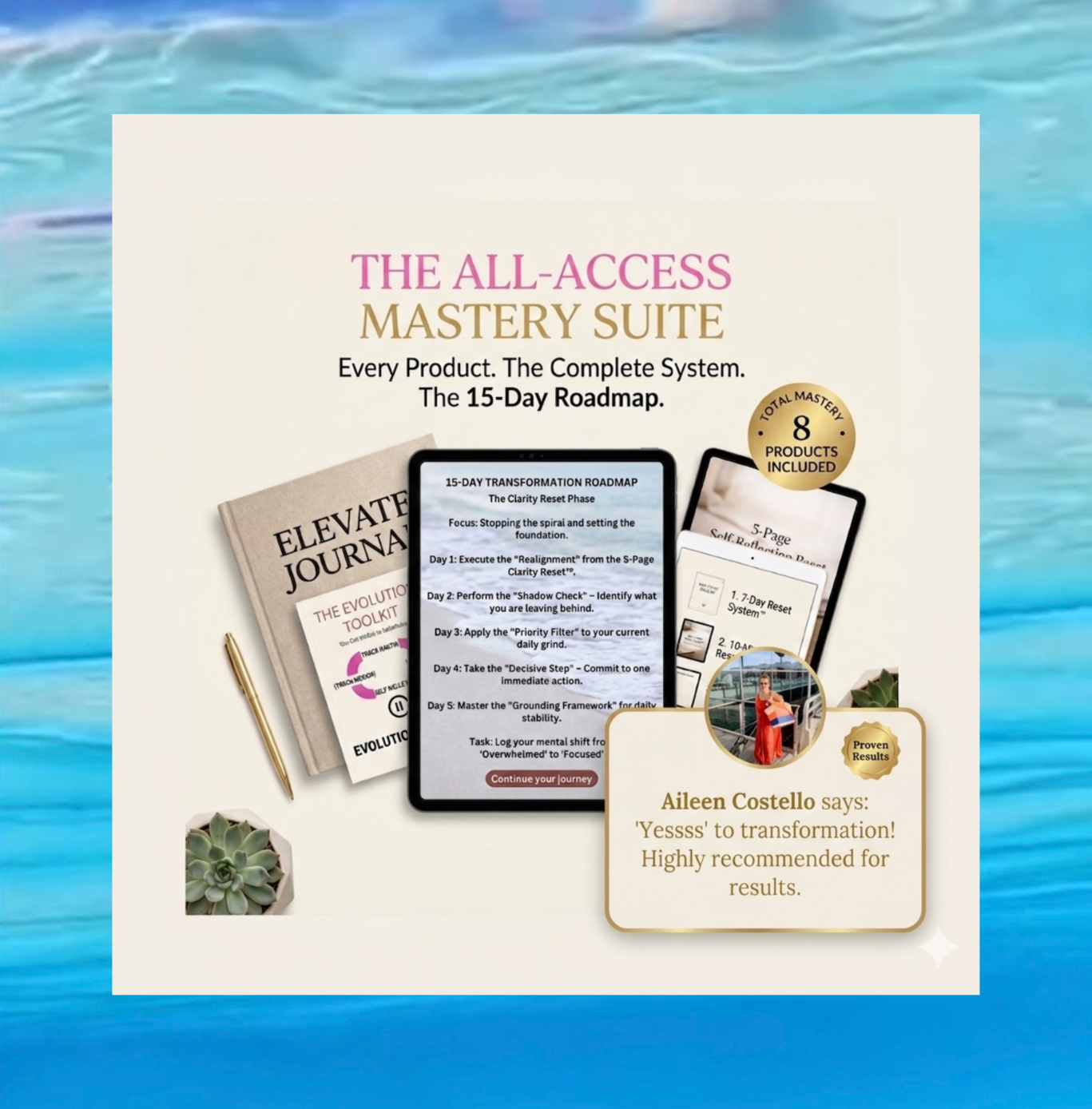 FOR THOSE READY TO INVEST IN YOUR PEACE:                            The All-Access Mastery Suite™ Every tool, every ritual, and the 15-Day Roadmap—all in one definitive suit.