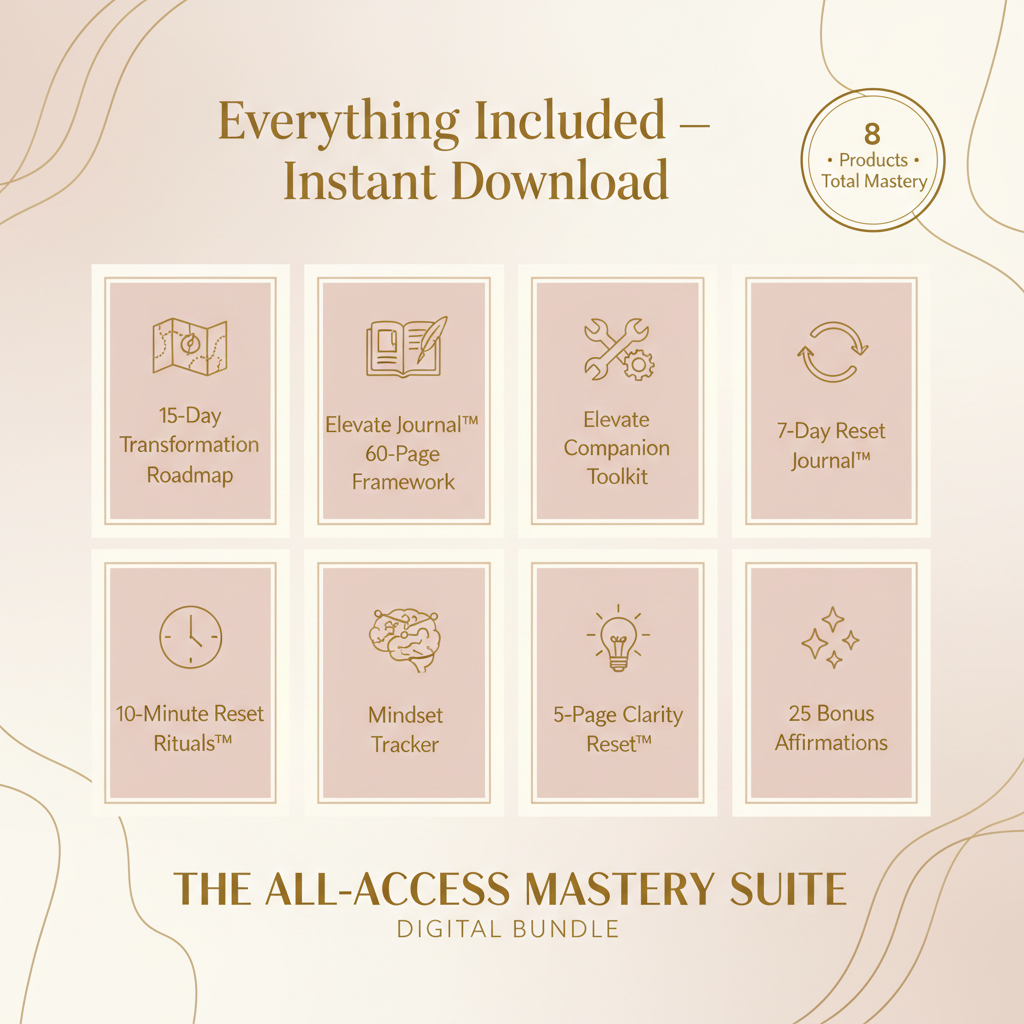 The All-Access Mastery Suite™ Every tool, every ritual, and the 15-Day Roadmap—all in one definitive suite.
